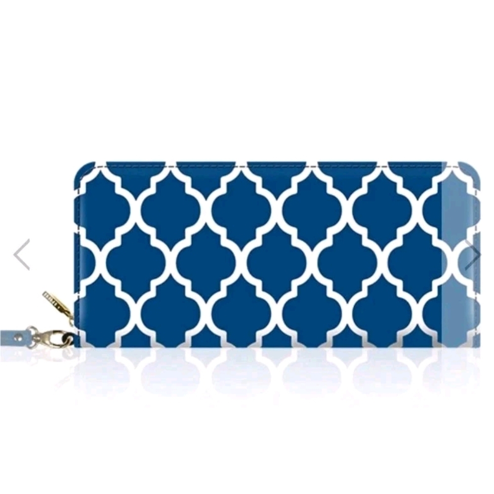 Blue and White Patterned Wallet